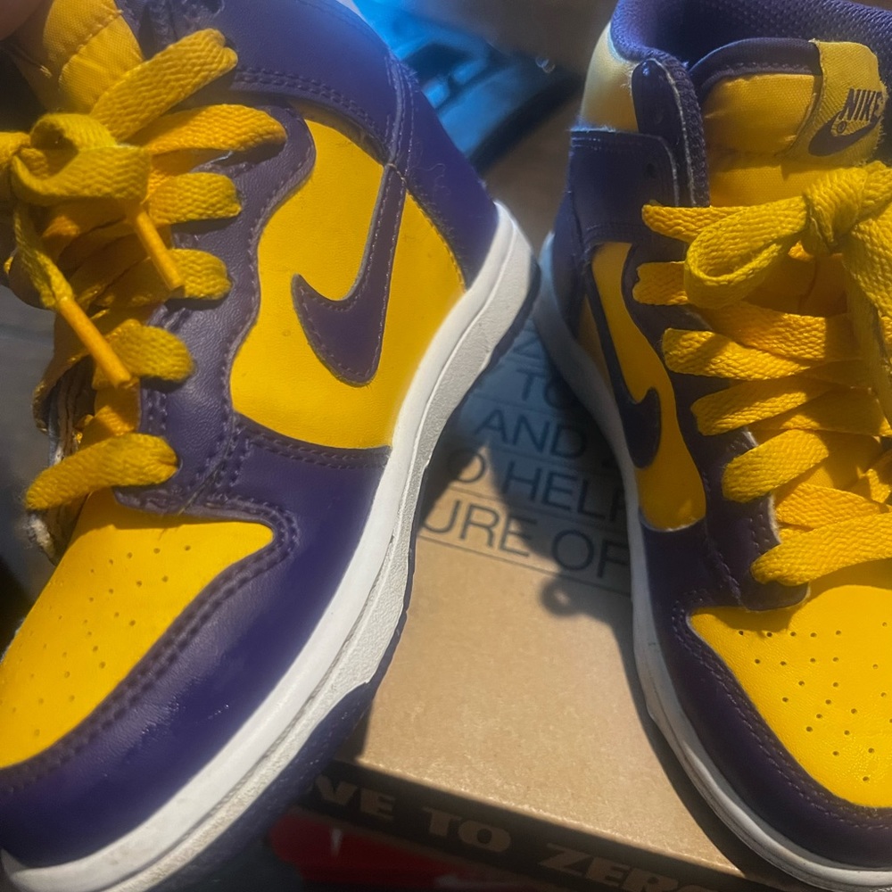 KIDS Purple & Yellow Hightop Dunks
